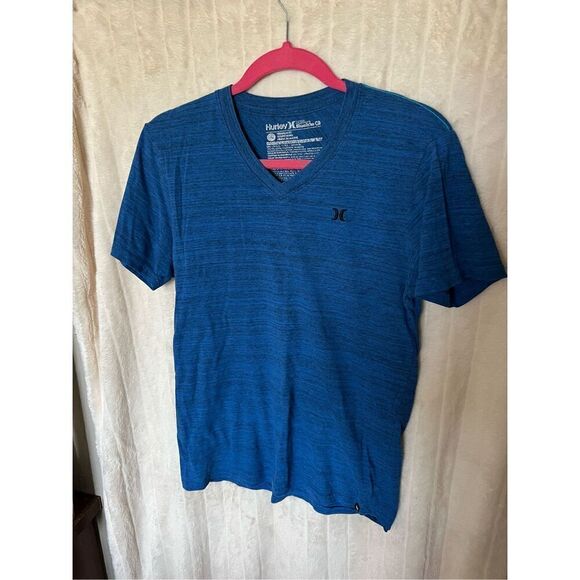 Hurley Blue V-Neck T-Shirt Premium Fit Mens Size Small - Picture 1 of 7
